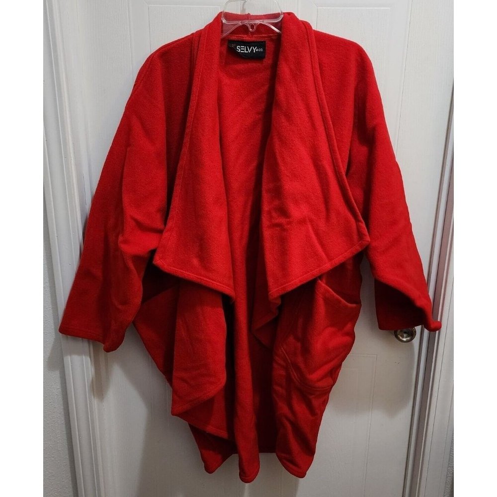 Vtg 70s Bebe LTD Selvy & Co Women's Poncho Cape Jacket Red Wool Blend One Size